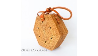 Shape rattan ata sling bags natural balinese handmade